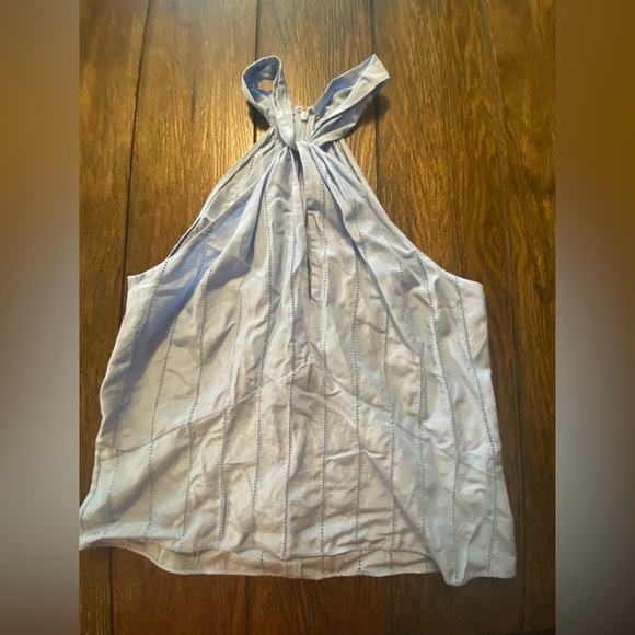 Frame Front Twist Blue Sleeveless High Neck Blouse Size Small B24 - Picture 1 of 3